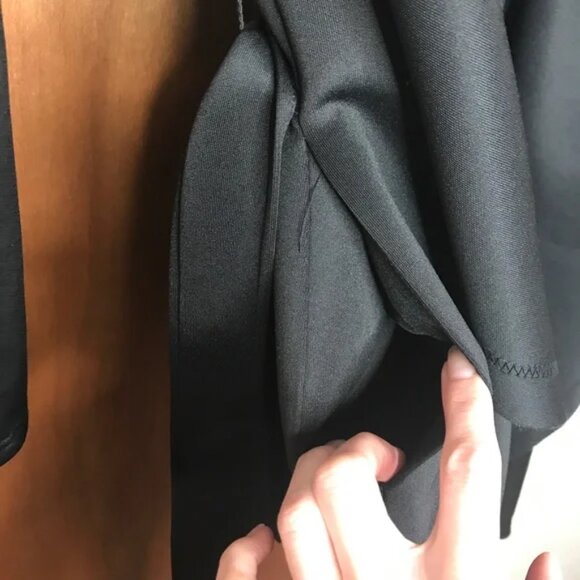 Akira Black Jacket with Hood Size Small Wrap Trench Coat Cape Gothic Steampunk S - Picture 10 of 10